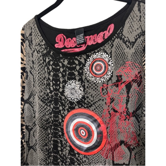 Desigual Long Sleeve Abstract Top Size L - Picture 5 of 13